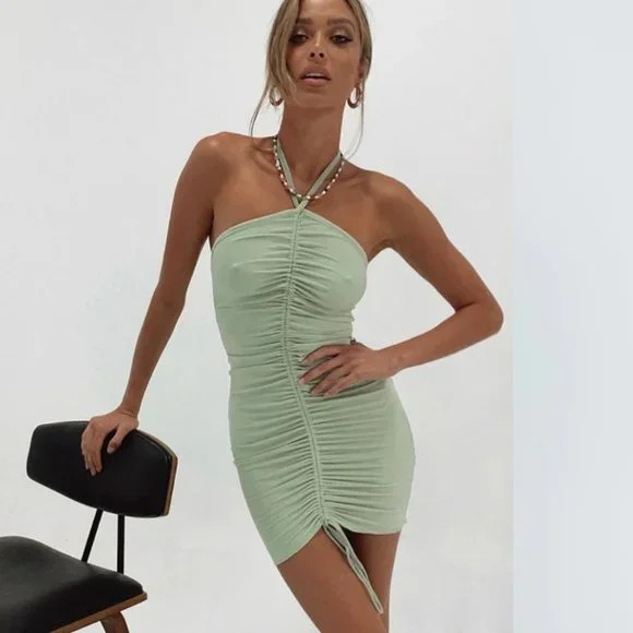 open lace back dress Take Me Back Mini Dress Sage main image 1